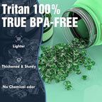 OLDLEY Water Bottle, 32oz Motivational Sports Water Bottle with Time Marker - Times to Drink - Tritan, BPA Free, Wide Mouth Leakproof, Greenish blue (1 Bottle)