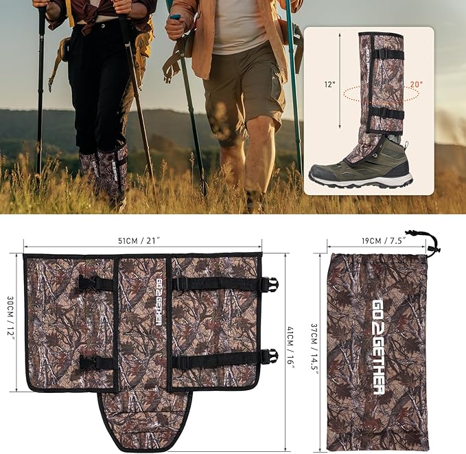 Snake Gaiter, Gaiters for Hunting, Waterproof Snake Chap for Men and Women,Shoe Boot Leg Gaiter with Adjustable Size