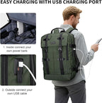 WITZMAN Travel Laptop Backpack for Men Fit 16 inch Computer Carry-on Airline Approved with USB Charging Port(B716 Army Green)