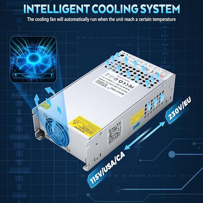 New 48V DC Power Supply, 20.8A 1000W Switching Power Supply, Upgraded Input Port and Safety Switch AC to DC Converter for RV, Motor Pump, CCTV, 3D Printer, Electronic Instruments, Lab Computer