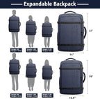 Flight Approved Travel Backpack with LifetimeWarranty,Expandable Carry on Backpack 40-50L with Cable Access Port,Fits 17.3"Laptop,Flight TSA friendly,Anti Theft Laptop Backpack Travel,Commuting,Blue