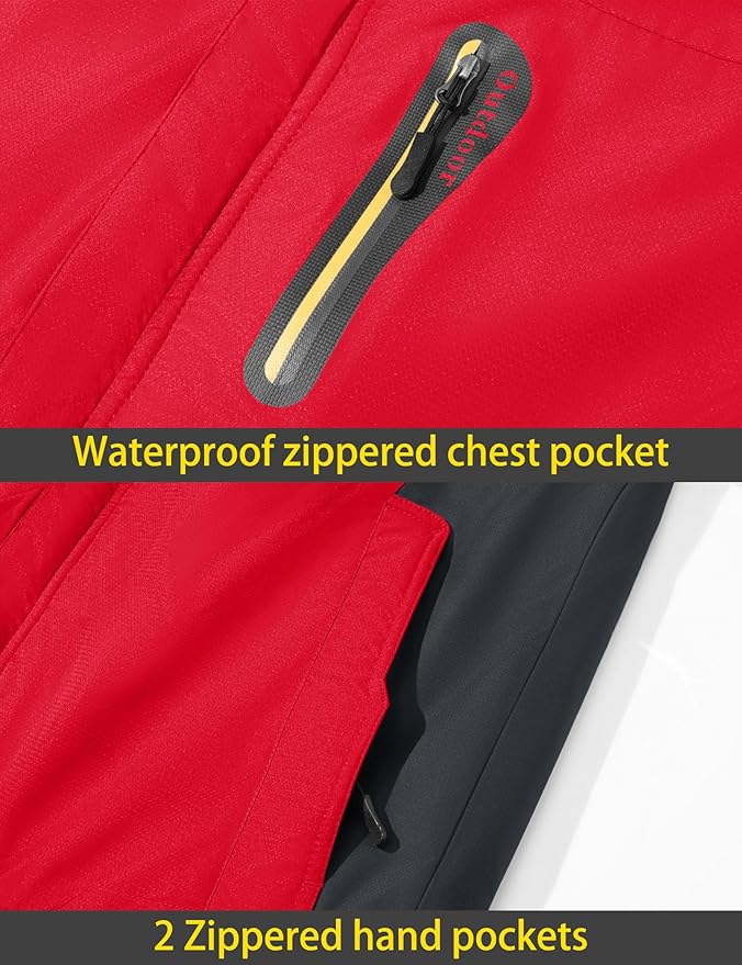 TACVASEN Men's Winter Ski Jacket Waterproof Snow Coats Snowboard Fleece Lining Jacket Warm Parka with Hooded