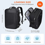 PIJUSHI Travel Backpack for Women Men Carry on Suitcase Backpack Flight Approved Personal Item Bag Fits 16 Inch Laptop(PE035 Black)