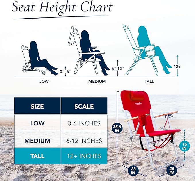 Caribbean Joe Folding Beach Chair, 4 Position Portable Backpack Foldable Camping Chair with Headrest, Cup Holder, and Wooden Armrests, 300 lb Capacity