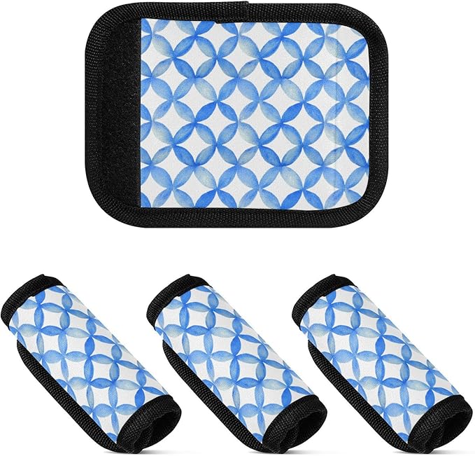 2Pcs Luggage Handle Wrap Suitcase Identifier Handle Covers Tags Soft Travel Bags Luggage Handle Gripper Accessories for Airplane Flying Blue Circle