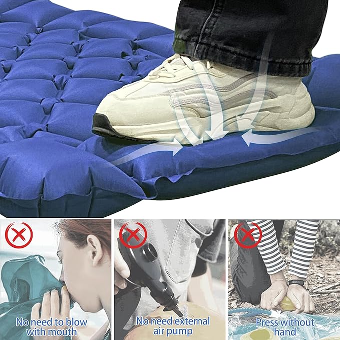 ONTYZZ Sleeping Pad Ultralight Inflatable Sleeping Pad with Built-in Foot Pump Upgraded Durable Compact Camping Air Pad for Camping Hiking Traveling, Blue