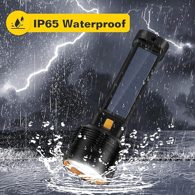 2 Pack LED Rechargeable Flashlight - 20000 Lumens Super Bright Tactical Flash Light, Compact & Waterproof, Long-Lasting Battery, Solar Flashlights for Home, Camping,Hiking, Emergencies, Adventures