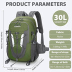Hiking Backpack 30L Lightweight Travel Daypack Small Day Pack for Men Women Outdoor Camping Backpacking, Army Green