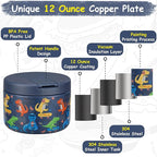 12oz Insulated Vacuum Food Jar with Buckle Lid Wide Mouth Soup Thermo for Hot Food Kids Leakproof Stainless Steel Lunch Container (Blue-Dinosaur)