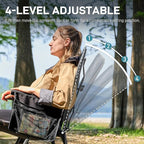 EVER ADVANCED Reclining Camping Chairs for Adult Lightweight, Folding Recliner Chair with Adjustable Back, 4-Level Lounge Chairs, Portable Lawn Chairs for Patio Balcony, Supports 350lbs Black