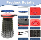 ALEVMOOM 2025 Upgraded XXL 19.7" Collapsible Stool with Cushion, 1000lbs Max Weight Heavy Duty Portable Telescoping Stool, Retractable Seat Folding Chair for Camping Fishing Hiking(Red-XXL)