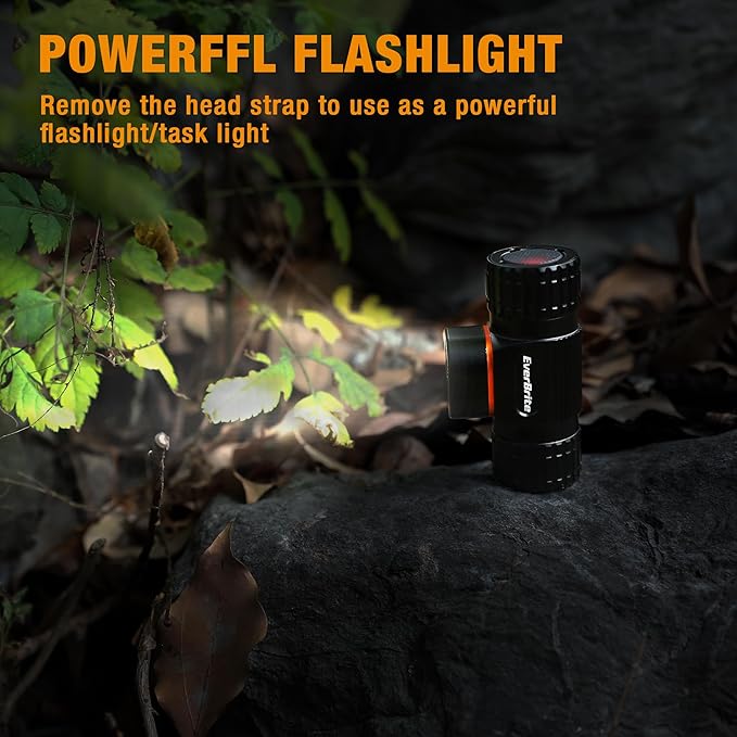 EverBrite Rechargeable Headlamp, 500 Lumen LED Rechargeable Headlight with 4 Light Modes, Magnetic Base and Adjustable Headstrap, Perfect for Camping, Hiking, Caving, Fishing