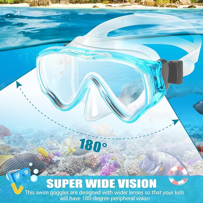 Snorkeling Set for Kids, Full Dry Snorkeling Mask Set for Adults, Anti-Fog Protection, Unisex,HD Panoramic View, Snorkeling Gear for Kids 4-14 Age