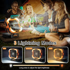 Portable Camping Fan with Solar Panel, 10000mAh Solar Powered fan, 6 Speed Levels, 120° Oscillation, 3 Light Modes, 6H Timer, Handle, Foldable Rechargeable Outdoor Fan for Tent, Hiking, Beach