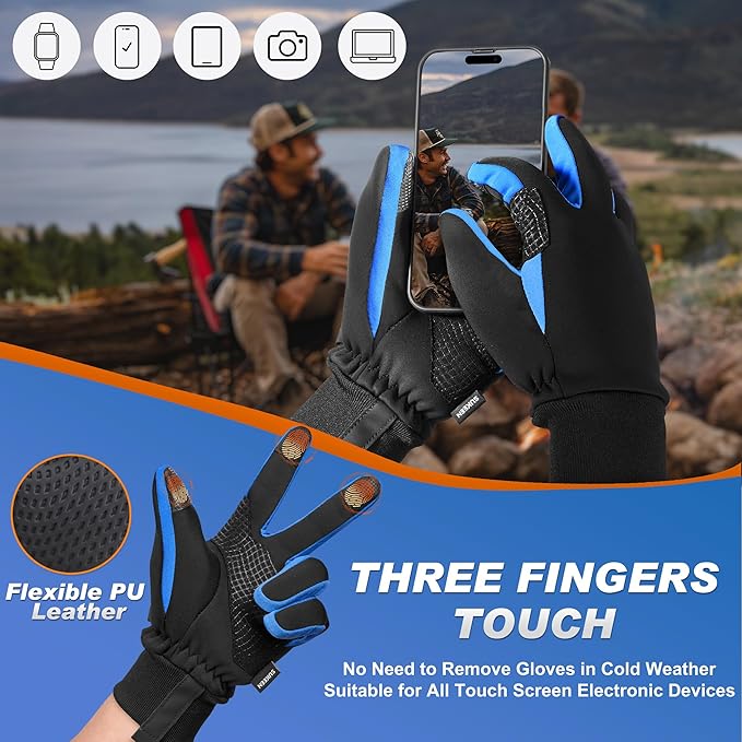 Sukeen Winter Gloves Men Women, Touchscreen Anti-Slip Warm Mens Gloves for Running Driving Cycling Hiking Biking Outdoor