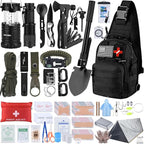 Survival Kit, 250pcs Survival Tools Tactical Gear and Trauma Bag, Survival First Aid Kit with Molle Crossbody Bag & Emergency Tent for Earthquake, Bug Out, Outdoor Adventure, Gifts for Christmas Men