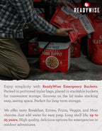 ReadyWise Emergency Food Supply - 104 Servings Variety Pack Bucket, Protein Meals, Dehydrated & Freeze Dried Food for Backpacking, Camping Essentials & Prepping Supplies, up to 25 Year Shelf Life