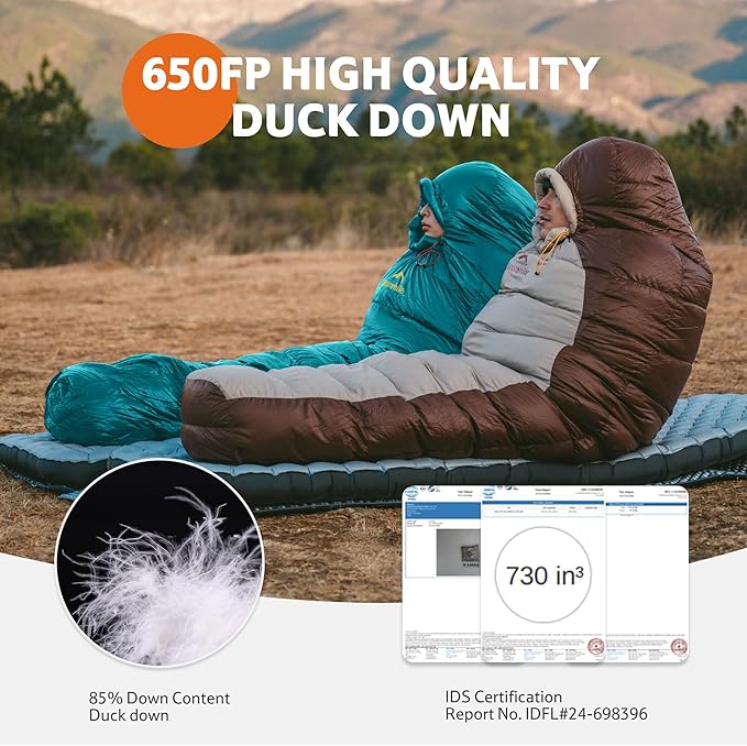 Naturehike 0 Degree Down Mummy Sleeping Bag for Adults, 650FP Cold Weather Backpacking Sleeping Bag with RDS Down, 12.5-38.8℉ Sleeping Bags for Camping, Hiking, 2025 Model