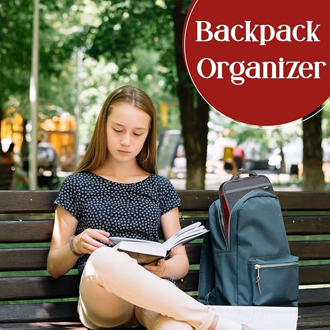 Unisex Foldable Vertical Backpack Organizer Insert for Tote Bag, Carry On, Picnic, Camping - With Pockets & Handle