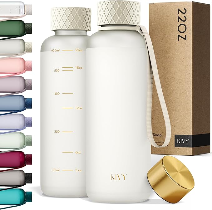 KIVY Slim Water Bottle 22oz [Lightweight & Shatterproof] - Reusable Tritan Water Bottle - Leak Proof Bottle for Women & Men - Water bottle no straw - Dishwasher Safe Water Bottle BPA Free