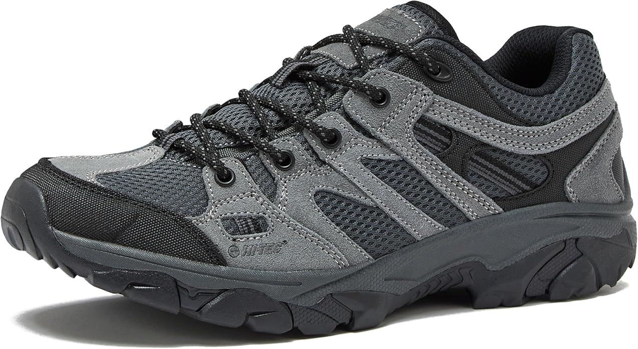 HI-TEC Ridge Low Waterproof Hiking Shoes for Men, Lightweight Breathable Outdoor Trekking and Trail Sneakers, Sizes 7 to 15, Medium and Wide Width