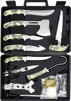 Jellas Professional 15-Piece Hunting & Outdoor Gear Set | Game Processing Kit with Field Dressing Tools, Bone Saw, Gut Hook, Fixed Blade, Boning, Skinning & Fillet Blades | Heavy-Duty Portable Case