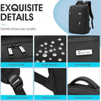 DUSLANG 15.6 Inch Laptop Backpack for Travel Water Resistant College Book bag for Men Women Laptop Bag with USB Charging Port Business Backpack,Black