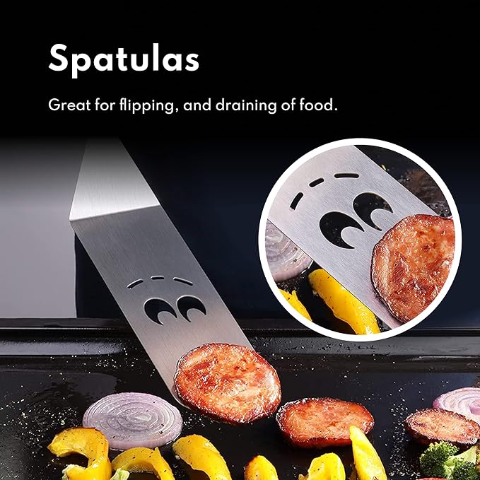 New Star Foodservice 7006865 Stainless Steel BBQ/Griddle Utensils & Accessories Tool Set, 6-Piece Set Includes Spatulas, Dough Scraper with Measurements, & Squeeze Bottle Set