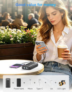 Solar Charger Power Bank, PD 20W Fast Charging External Batter, 40000mAh Portable Phone Charger Built in 4 Cables with Dual Bright Flashlights for Camping, Hiking, and Outdoor Use (Black)