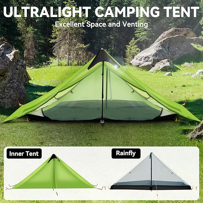 Ultralight Tent 3-Season Backpacking Tent 1 Person/2 Person Camping Tent, Outdoor Lightweight LanShan Camping Tent Shelter, Perfect for Camping, Trekking, Climbing, Hiking