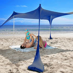 SUN NINJA Beach Tent Sun Shelter UPF50+ - Easy Pop Up Beach Canopy - Outdoor Shade for Camping Trips, Fishing, Backyard Fun Picnics - Sand Shovel, Ground Pegs & Stability Poles