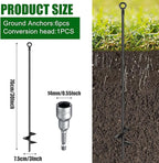 Lasnten 30 Inch Heavy Duty Ground Anchor Spiral Blade Earth Anchor Kit Metal Anchor Hook Beach Sand Stakes Camping for Securing Animals, Shelters, Tents, Canopies(Black,6 Pcs)