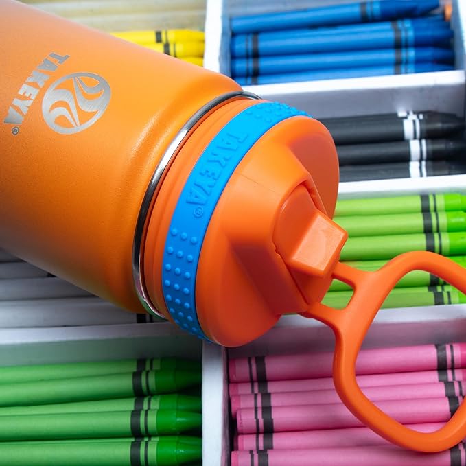 Takeya Actives Water Bottle with Straw Lid - Durable & Easy-Care Water Bottle with Stainless Steel Insulation - BPA-Free Lid with Carry Handle & Straw - Dishwasher-Safe - 18 oz, Ombre Awestruck