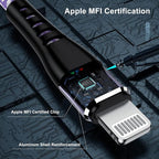 iPhone Charger 1ft, Apple MFi Certified Short Lightning Cable Strong Nylon Braided Charging Cable 1 Foot, Fast iPhone USB Cord for Apple iPhone 14/13/12/11/X/XS/XR/8/iPad Mini Air-Purole
