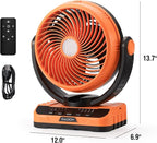 Raddy CF5 Oscillating Camping Fan with Remote, 40,000mAh Rechargeable Battery, Quiet Portable Fan with LED Light, USB-C, 5 Speeds, Hanging Hook for Tent, RV, Outdoor & Emergency Use