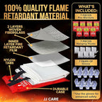 JJ CARE Fire Blanket – 7 Packs with Hooks and Gloves – 40” x 40” Fire Blankets Emergency for Home and Kitchen, High Heat Resistant and Flame Protection for Kitchen, Car, Office, Camping & Home Safety