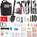 Survival First Aid Kit, 248PCS Survival Tools Camping Essentials Tactical Gear Emergency Trauma Medical Supplies Packed in a MOLLE Pouch, Saber Card,Cool for Men Camping Hiking Outdoor Activities