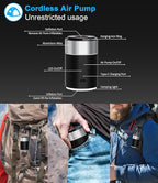 LIBERRWAY Electric Air Pump for Inflatables - Rechargeable Tiny Pump - Cordless Portable Air Pump with Camping Lantern, Quick-Fill Air Mattress Pump for Camping, Pool Floats