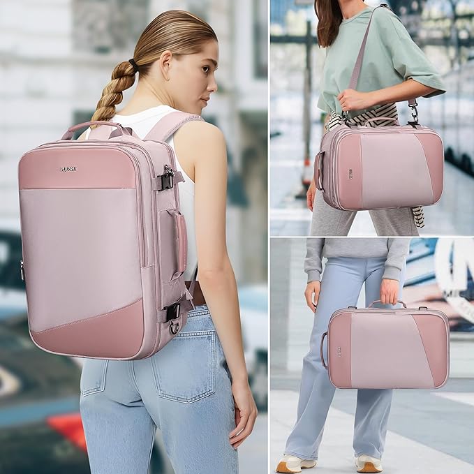 PIJUSHI Travel Backpack for Women Carry on Suitcase Backpack Flight Approved Personal Item Bag Fits 16 Inch Laptop(PE035 Light Purple)