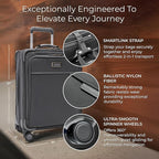 Briggs & Riley Global 21" Carry On Expandable Spinner - Luggage for Travel, Suitcases with Wheels, Softside Rolling Bag for Men & Women, Self-Repairing Zipper - Baseline Collection, Steel Gray