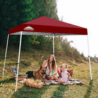 EAGLE PEAK 10x10 Slant Leg Pop-up Canopy Tent Easy One Person Setup Instant Outdoor Beach Canopy Folding Portable Sports Shelter 10x10 Base 8x8 Top (Burgundy)