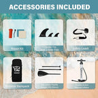 11'6"/11'/10' Inflatable Paddle Board with Complete Accessories, Versatile Premium Paddle Boards for Adults/Youth, Stand Up Paddle Board Polar/Wave/Sunny Wave Collection