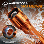 WdtPro LED Flashlight High Lumens SR2000 Pro, 2 Pack Brighter Tactical Flashlights with 5 Modes & Zoomable, Powerful Mini Flash Light for Emergency, Camping, Hiking (Orange)