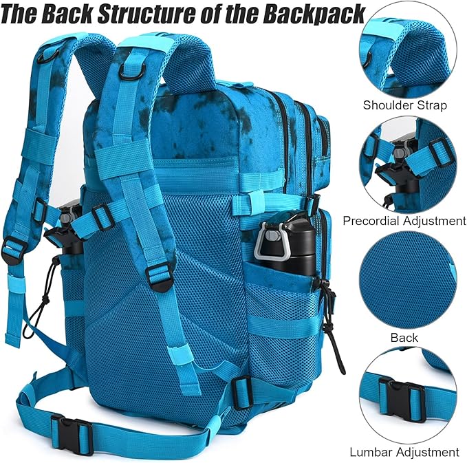 Military Tactical Backpack 45L Large Tactical Backpack for Men, Hiking Rucksack With Bottle Holder