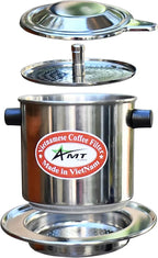 AMT 6.5 oz Coffee Maker, Phin Filter with Cork, Screw Down Coffee Dripper for Vietnamese Style Coffee at Home or Office