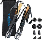 TREDO Premium Collapsible Trekking Poles - Ultralight Aluminum & Carbon Fiber - Adjustable Folding Hiking Poles - Lightweight for Men & Women - Comfortable Cork/EVA Grips - 2pc Set