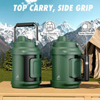 64oz Insulated Water Bottle for Outdoors: 2-in-1 Straw Spout Lid, Dual Handle, Leakproof, Keep Cold 48H, Half Gallon Stainless Steel Water Jug for Sports, Camping, Gym, Work, Beach, Fishing (Forest)