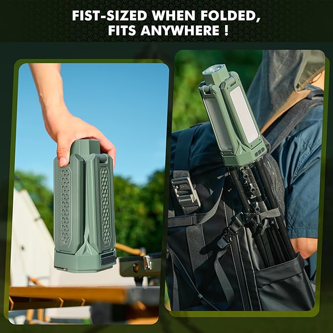 Portable Camping Light with Stand 67'' Rechargeable Work Light - 6500Lumen, 20000mAh Battery, 2700K-6000K Dimmable Emergency Flashlight with Magnetic Base for Camping, Garage, Power Outages