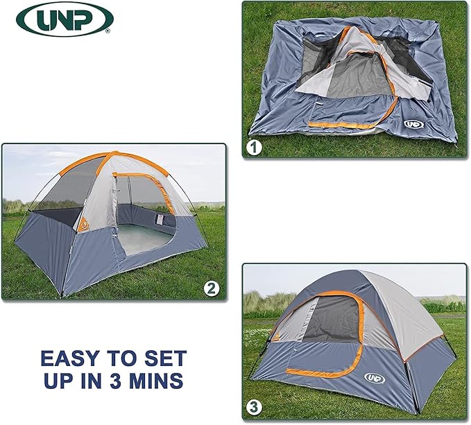 Camping Tent 4 Person, Waterproof Windproof Tent with Rainfly Easy Set up-Portable Dome Tents for Camping