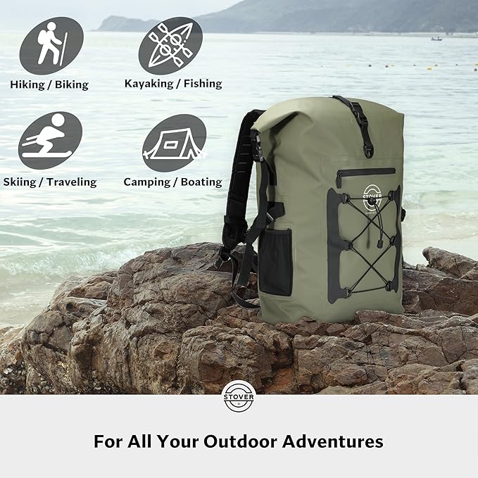 STOVER 5/10/25/30/40/55L Waterproof Backpack- Floating Dry Bag for Kayaking, Travel, Beach, Hiking, & Camping, Men/Women